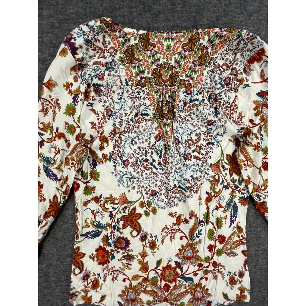 Crosby Bazaar Patchwork Boho Peasant Blouse Small Floral Paisley Tunic Top - Picture 8 of 9